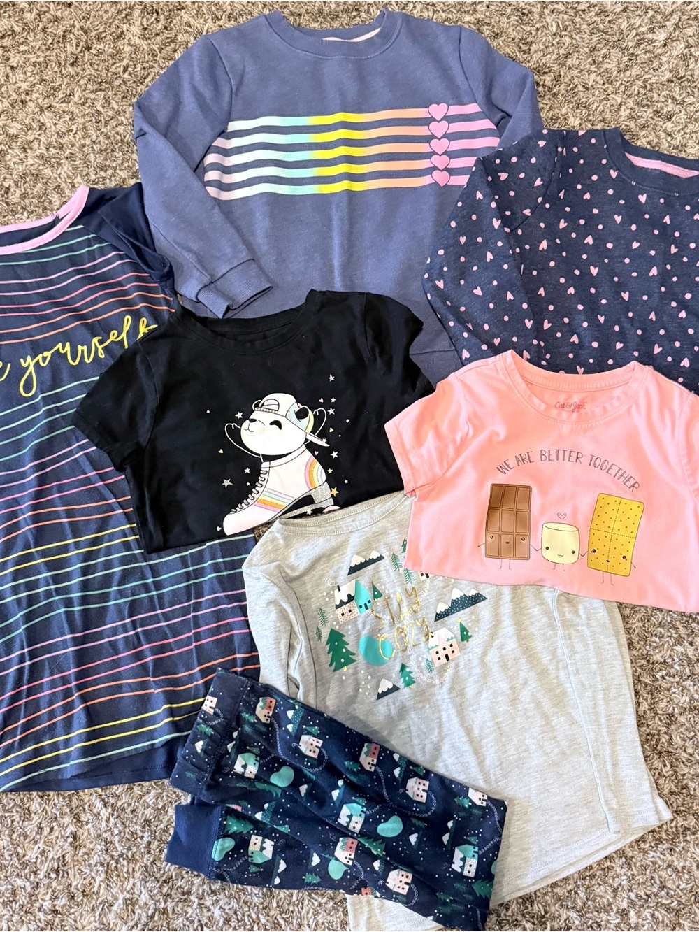 Cat & Jack Girls' 6/6X Fall Bundle - Pajamas, Shirts and Crewnecks